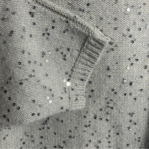 Fabiana Filippi cashmere sweater, gray with sequins, dolman slv., XXS - Picture 5 of 11